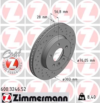 Гальмівний диск ZIMMERMANN 600324652 - zapix