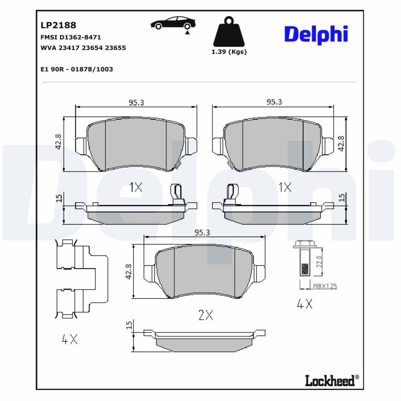 Гальмівні колодки дискові DELPHI LP2188