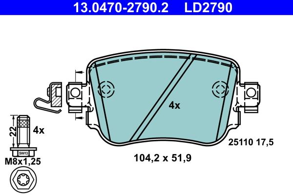 Гальмівні колодки дискові ATE 13047027902 - zapix
