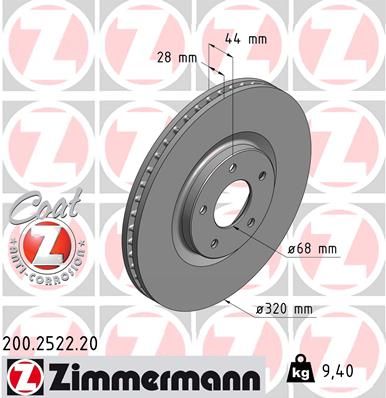 Гальмівний диск ZIMMERMANN 200252220 - zapix
