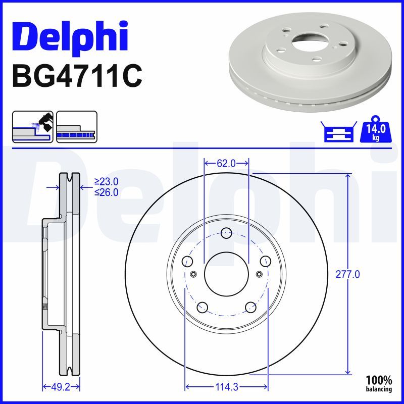 Гальмівний диск DELPHI BG4711C