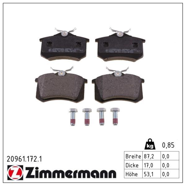 Гальмівні колодки дискові ZIMMERMANN 209611721 - zapix