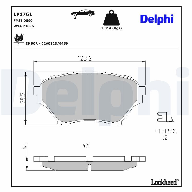 Гальмівні колодки дискові DELPHI LP1761 - zapix