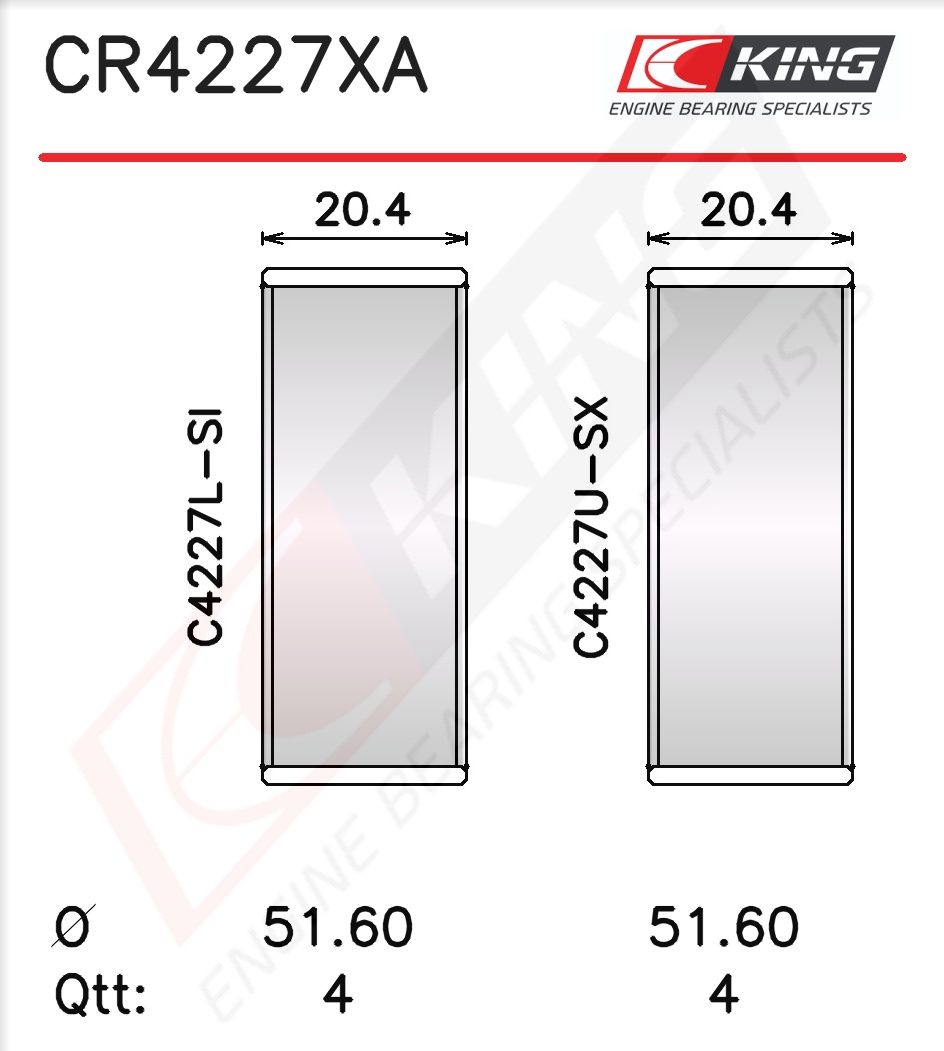 Вкладиші шатунні KING CR4227XA - zapix