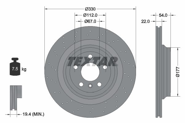 Гальмівний диск TEXTAR 92254505 - zapix