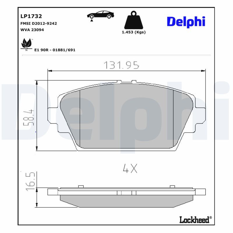 Гальмівні колодки дискові DELPHI LP1732 - zapix