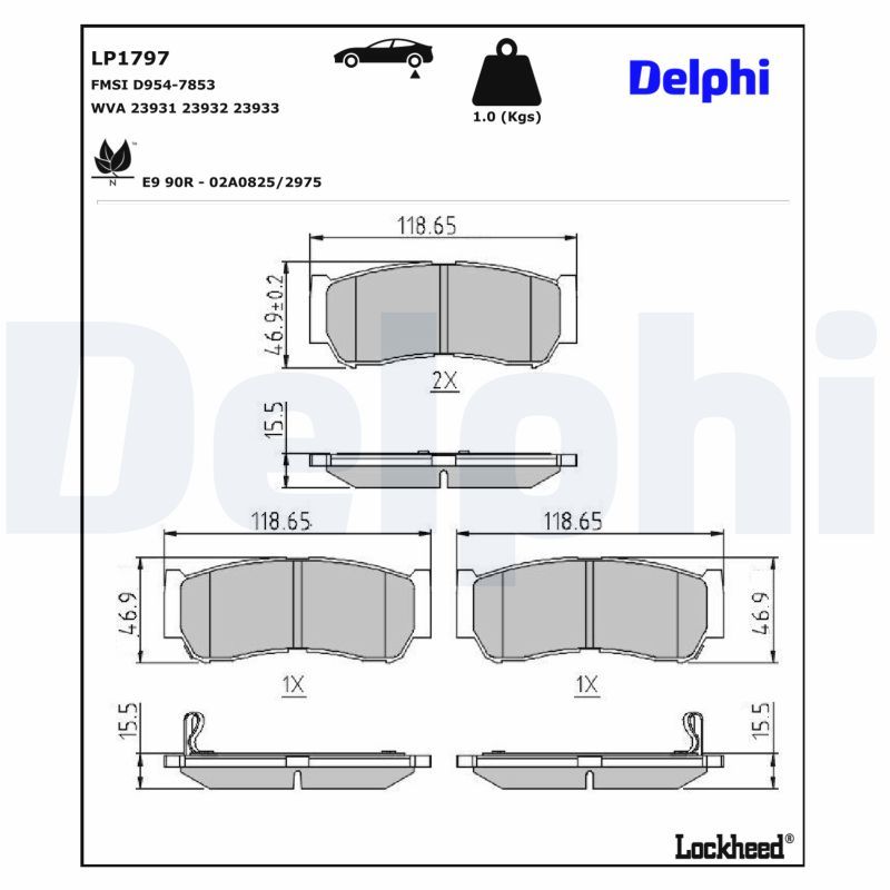 Гальмівні колодки дискові DELPHI LP1797 - zapix