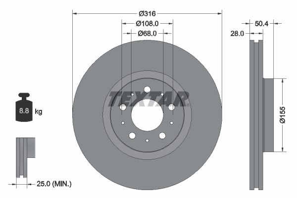 Гальмівний диск TEXTAR 92126603 - zapix