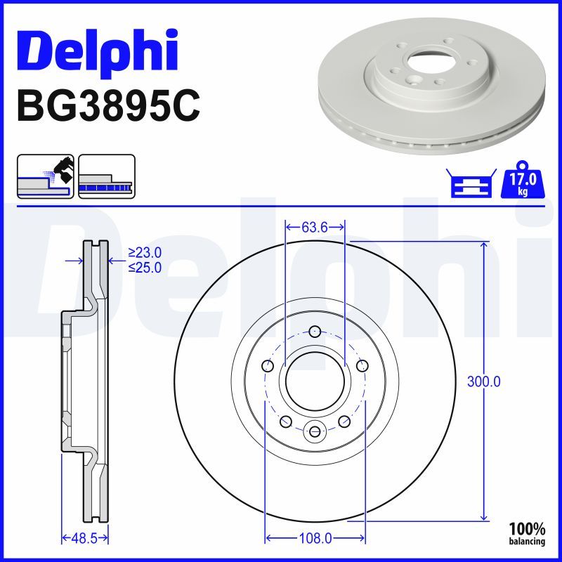 Гальмівний диск DELPHI BG3895C - zapix
