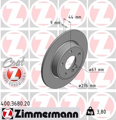 Гальмівний диск ZIMMERMANN 400368020 - zapix