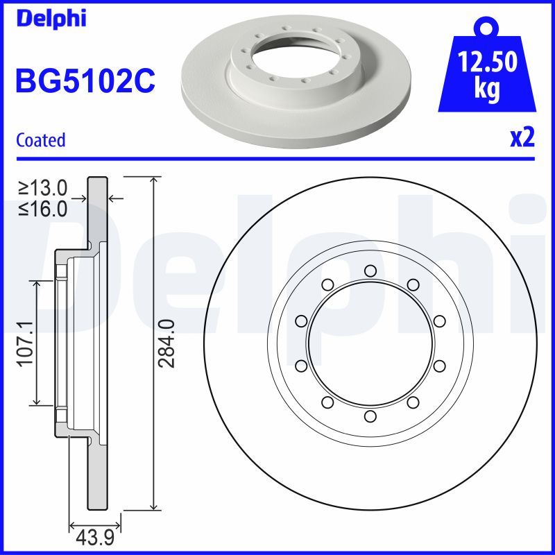 Гальмівний диск DELPHI BG5102C - zapix