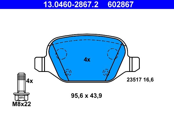 Гальмівні колодки дискові ATE 13046028672 - zapix