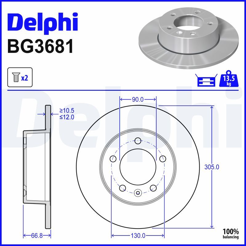 Гальмівний диск DELPHI BG3681 - zapix