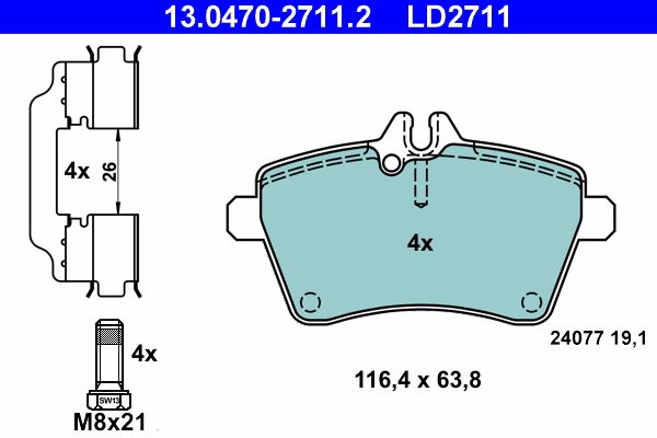 Гальмівні колодки дискові ATE 13047027112 - zapix