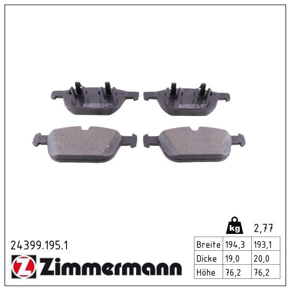 Гальмівні колодки дискові ZIMMERMANN 243991951 - zapix