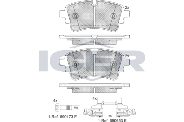 Гальмівні колодки дискові ICER 182256203 - zapix