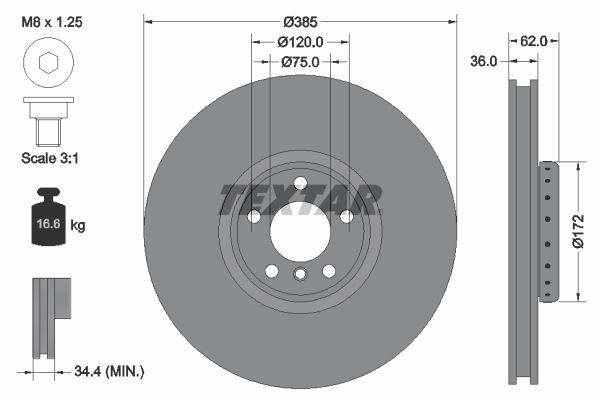 Гальмівний диск TEXTAR 92266425 - zapix