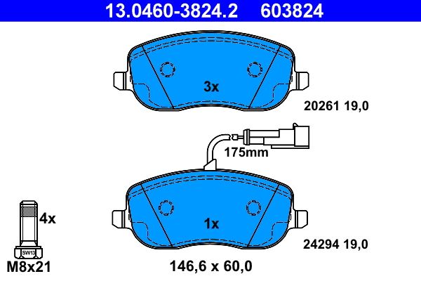 Гальмівні колодки дискові ATE 13046038242 - zapix