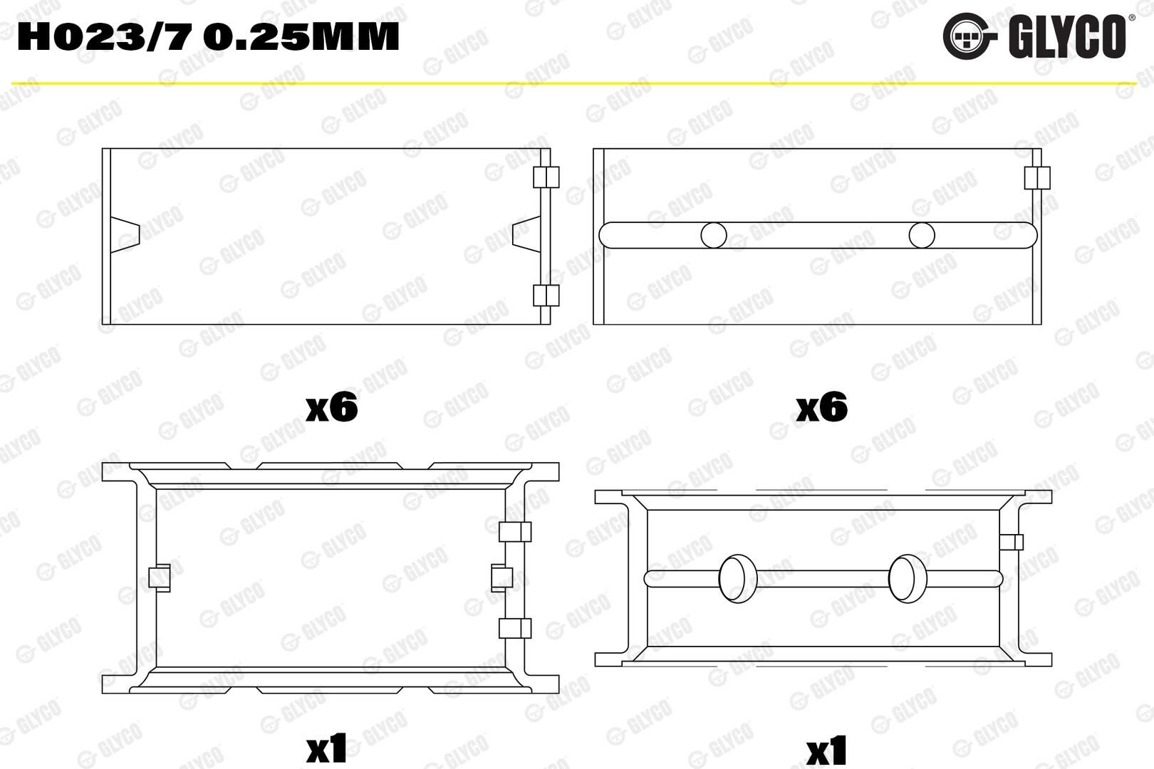 Вкладиші корінні GLYCO H0237025MM - zapix