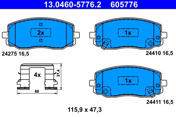Гальмівні колодки дискові ATE 13046057762 - zapix