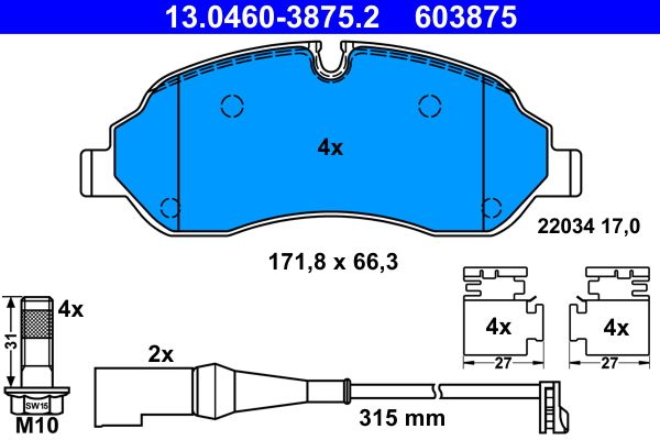 Гальмівні колодки дискові ATE 13046038752 - zapix