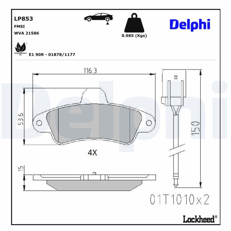 Гальмівні колодки дискові DELPHI LP853 - zapix