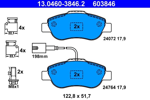 Гальмівні колодки дискові ATE 13046038462 - zapix