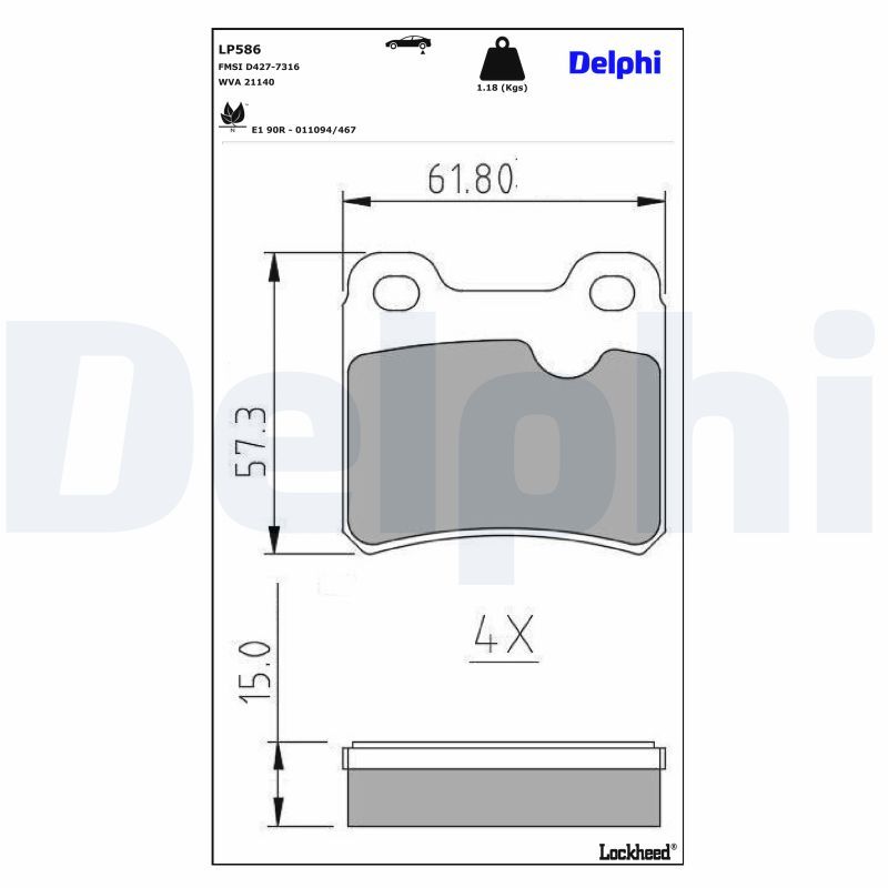 Гальмівні колодки дискові DELPHI LP586 - zapix