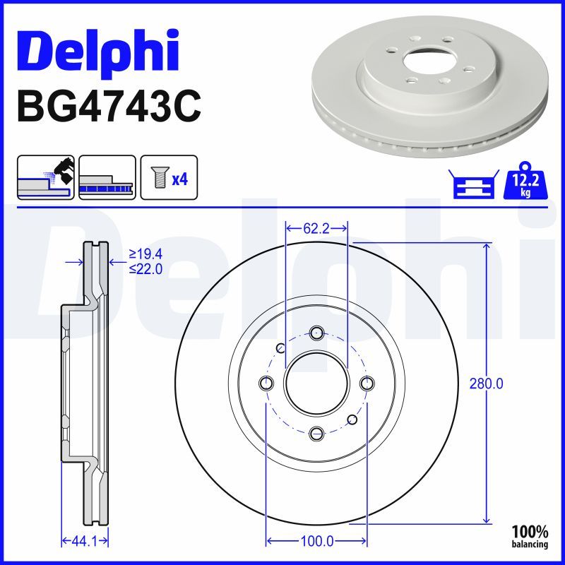 Гальмівний диск DELPHI BG4743C - zapix
