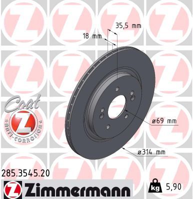 Гальмівний диск ZIMMERMANN 285354520 - zapix