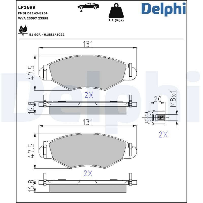 Гальмівні колодки дискові DELPHI LP1699 - zapix