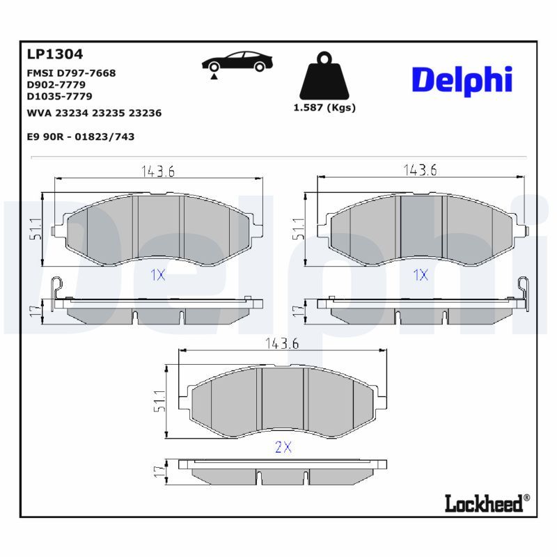 Гальмівні колодки дискові DELPHI LP1304 - zapix
