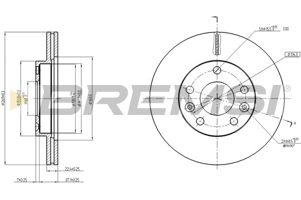 Тормозной диск BREMSI CD8078V