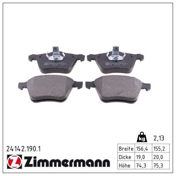 Гальмівні колодки дискові ZIMMERMANN 241421901 - zapix