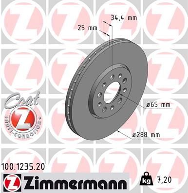 Гальмівний диск ZIMMERMANN 100123520 - zapix