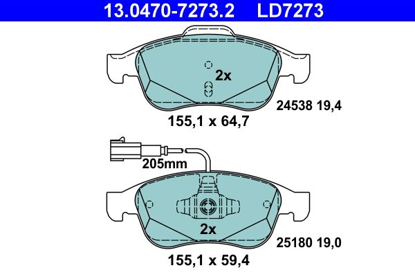 Гальмівні колодки дискові ATE 13047072732 - zapix
