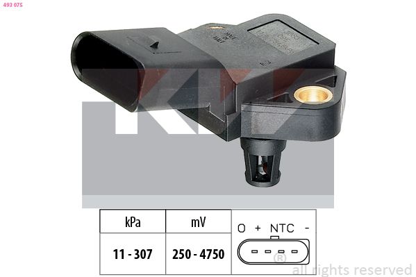 Датчик тиску наддува KW 493075 - zapix