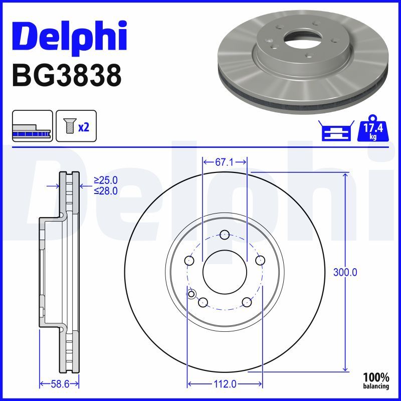 Гальмівний диск DELPHI BG3838