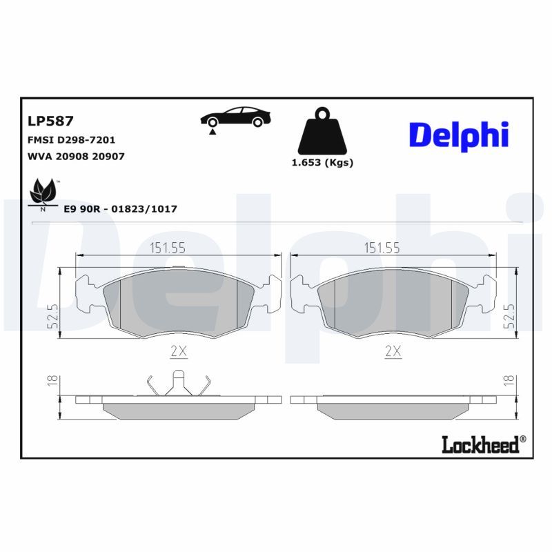 Гальмівні колодки дискові DELPHI LP587 - zapix