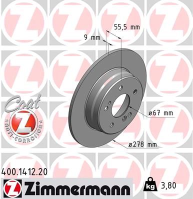 Гальмівний диск ZIMMERMANN 400141220 - zapix