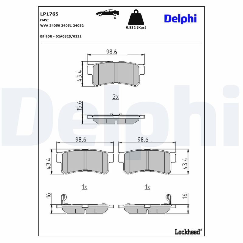 Гальмівні колодки дискові DELPHI LP1765 - zapix