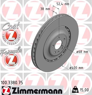 Гальмівний диск ZIMMERMANN 100338075 - zapix