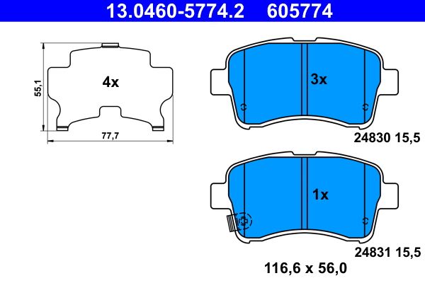 Гальмівні колодки дискові ATE 13046057742 - zapix