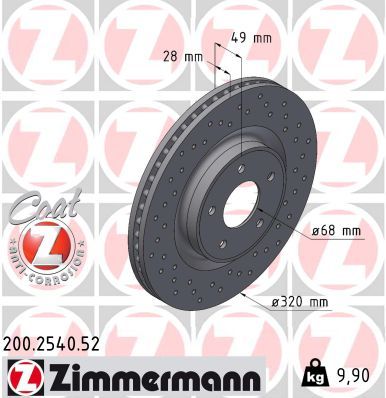 Гальмівний диск ZIMMERMANN 200254052 - zapix