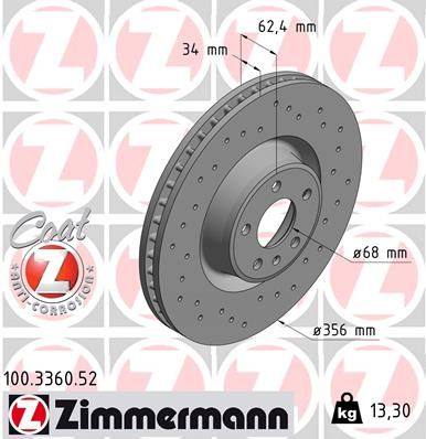 Гальмівний диск ZIMMERMANN 100336052 - zapix