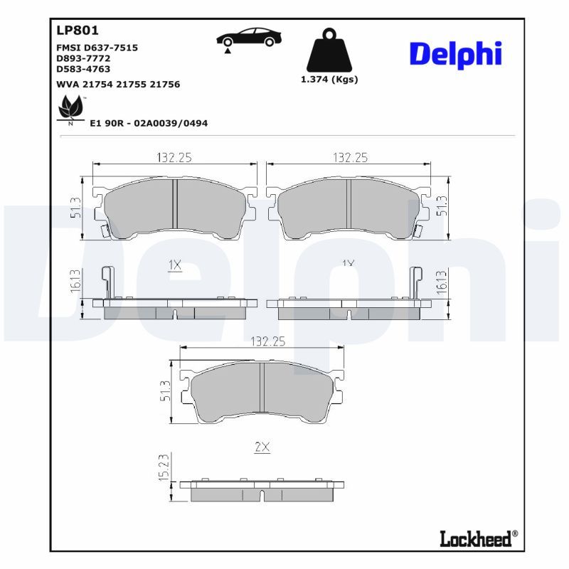 Гальмівні колодки дискові DELPHI LP801