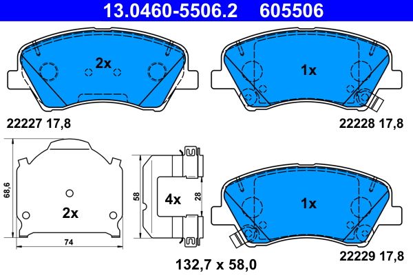 Гальмівні колодки дискові ATE 13046055062 - zapix