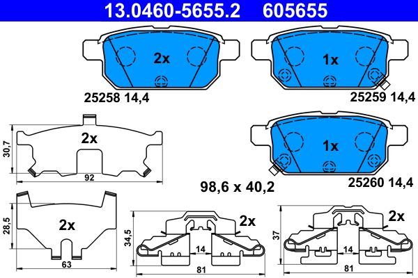 Гальмівні колодки дискові ATE 13046056552 - zapix