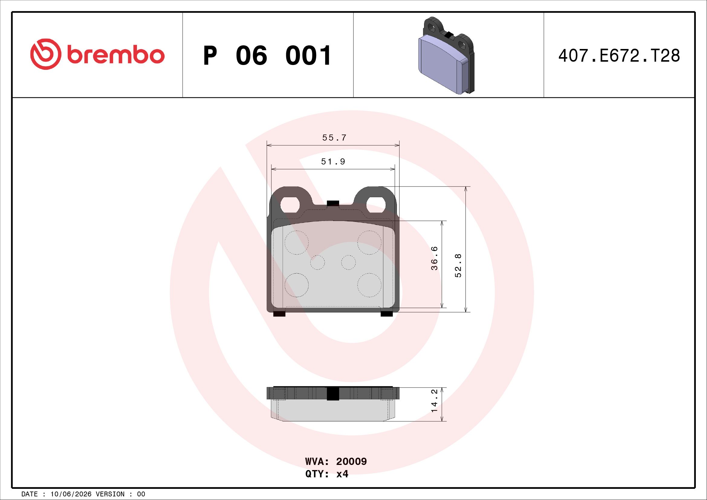 Гальмівні колодки дискові BREMBO P06001 - zapix