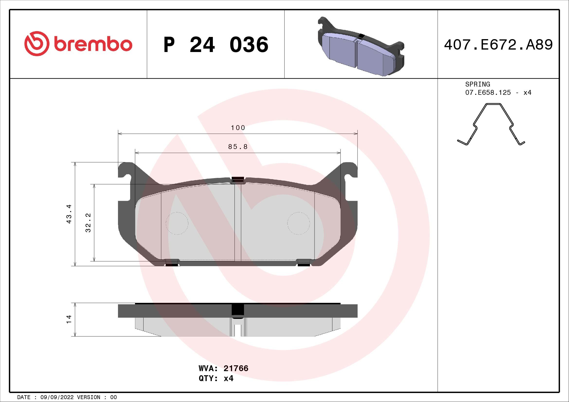 Гальмівні колодки дискові BREMBO P24036 - zapix